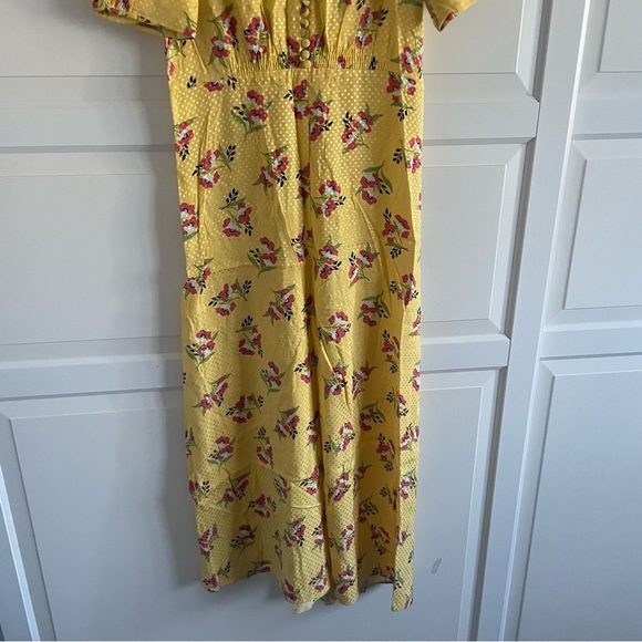 Jill Stuart puff sleeve floral print midi dress yellow 22774 - Picture 10 of 16